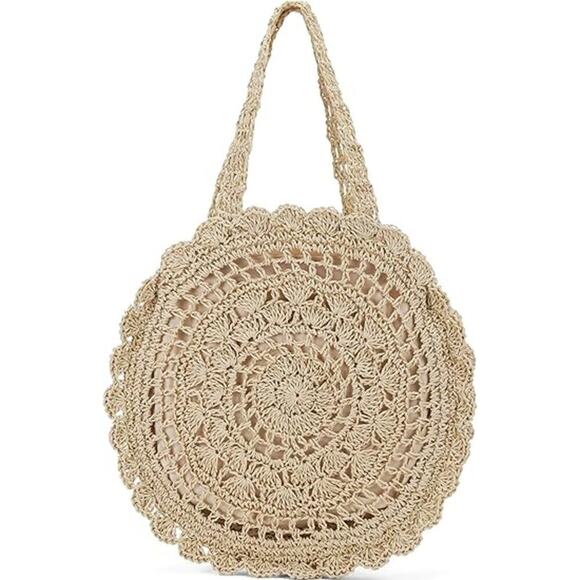 2 For $20   Handmade Woven Straw Bag /  Beach Tote, Lightweight & Trendy Spring - Picture 6 of 6